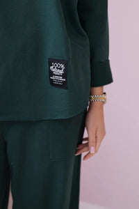 Cotton sweatshirt and pants 6171G / – Green || Dark цвет / color | Lexline Fashion