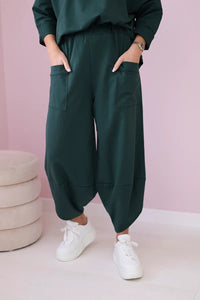 Cotton sweatshirt and pants 6171G / – Green || Dark цвет / color | Lexline Fashion