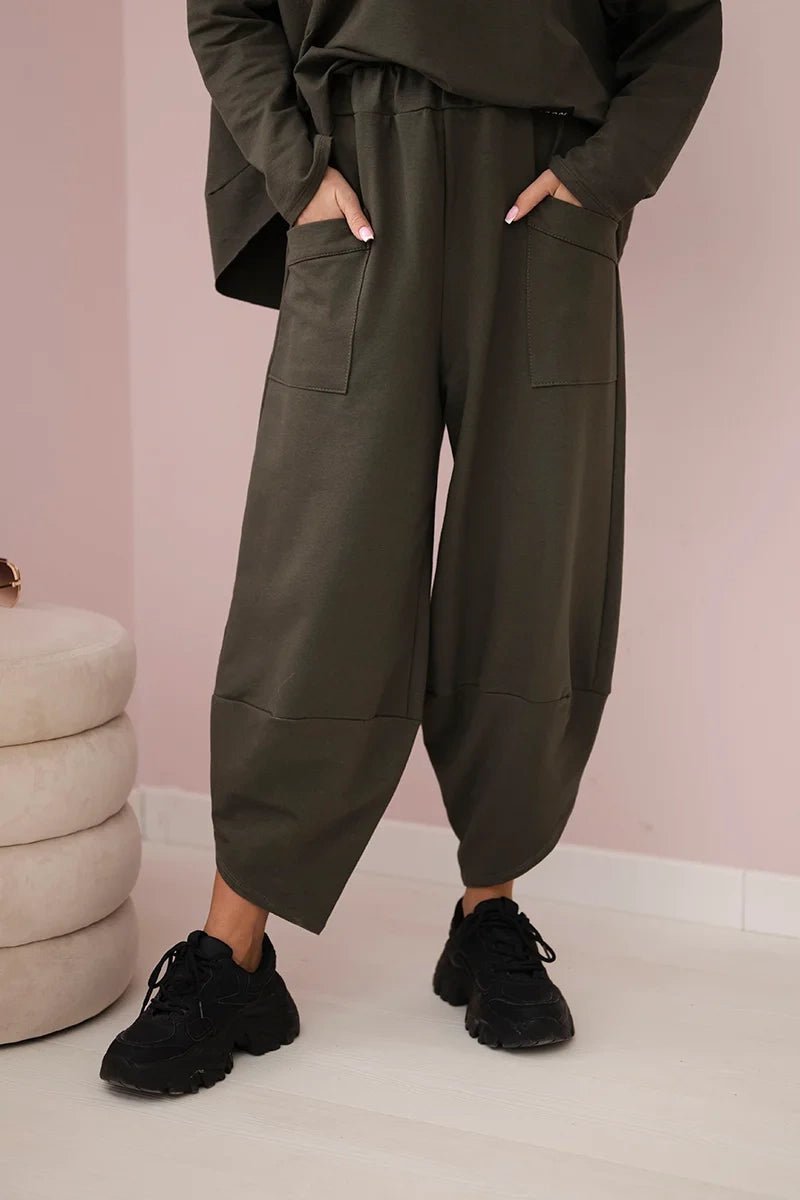 Cotton sweatshirt and pants 6171G / – Khaki цвет / color | Lexline Fashion