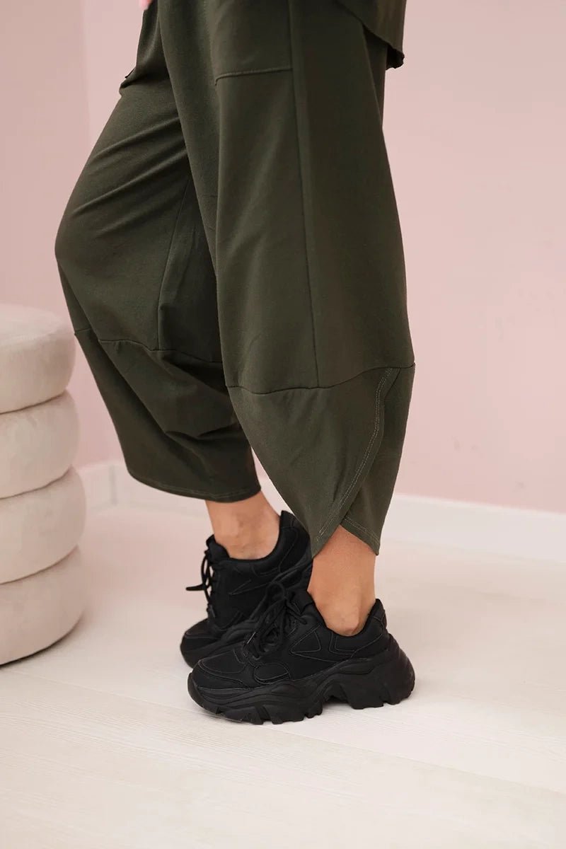 Cotton sweatshirt and pants 6171G / – Khaki || Dark цвет / color | Lexline Fashion