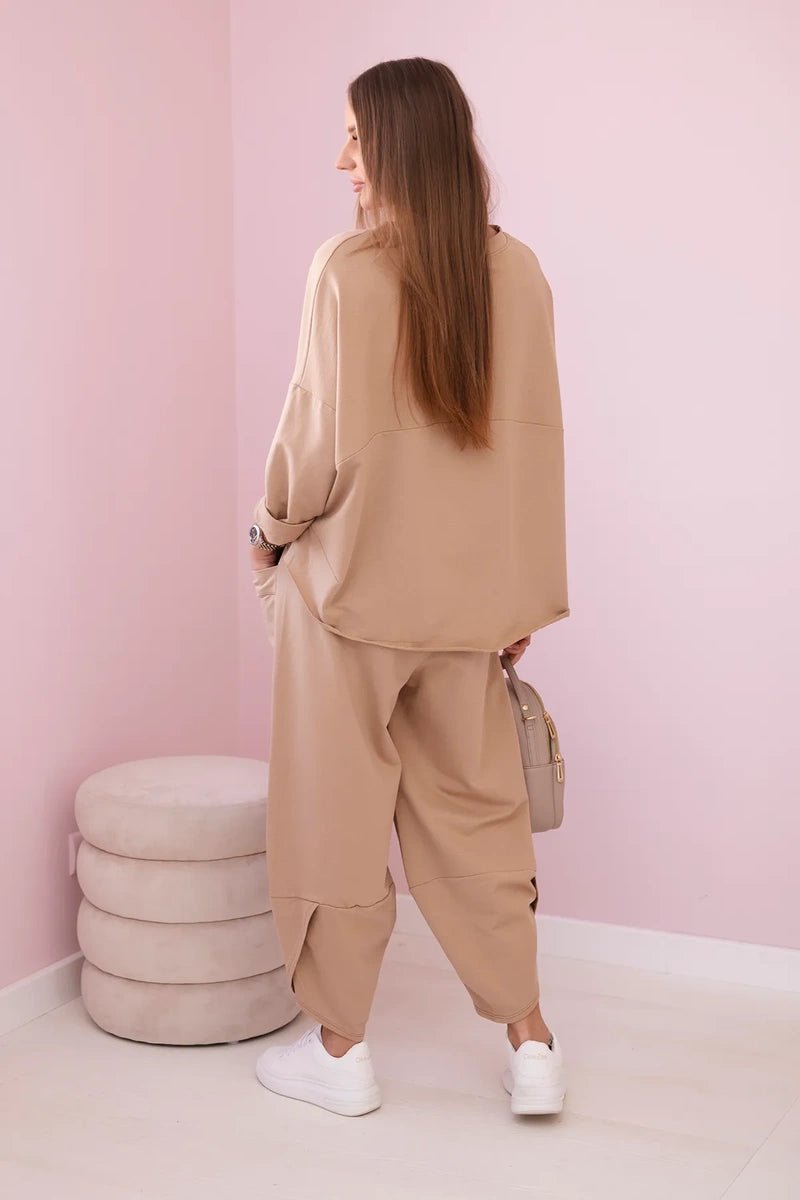 Cotton sweatshirt and pants 6171G / – Light || Camel цвет / color | Lexline Fashion