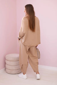 Cotton sweatshirt and pants 6171G / – Light || Camel цвет / color | Lexline Fashion