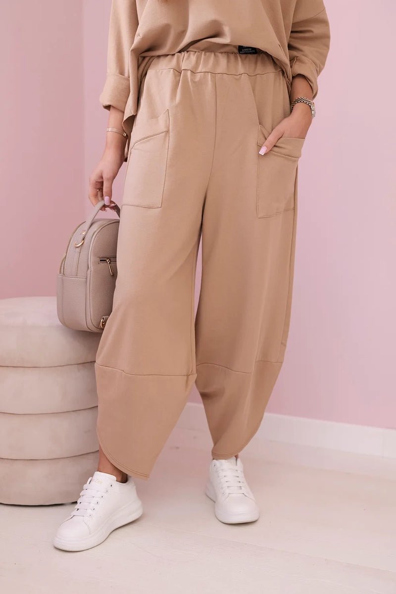 Cotton sweatshirt and pants 6171G / – Light || Camel цвет / color | Lexline Fashion