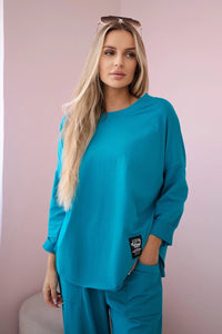 Cotton sweatshirt and pants 6171G / – Light || Marine цвет / color | Lexline Fashion