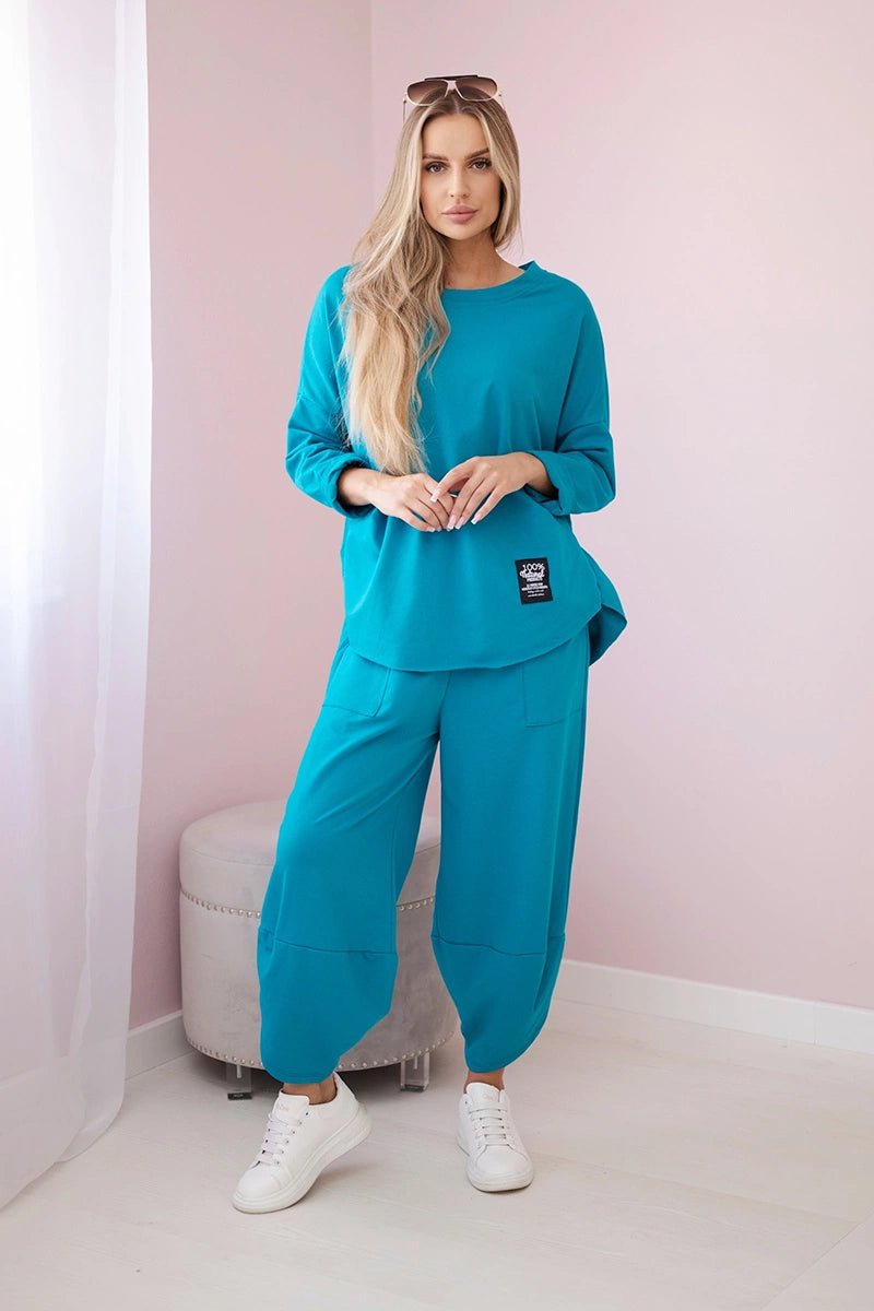 Cotton sweatshirt and pants 6171G / – Light || Marine цвет / color | Lexline Fashion