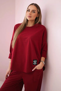 Cotton sweatshirt and pants 6171G / – Maroon цвет / color | Lexline Fashion