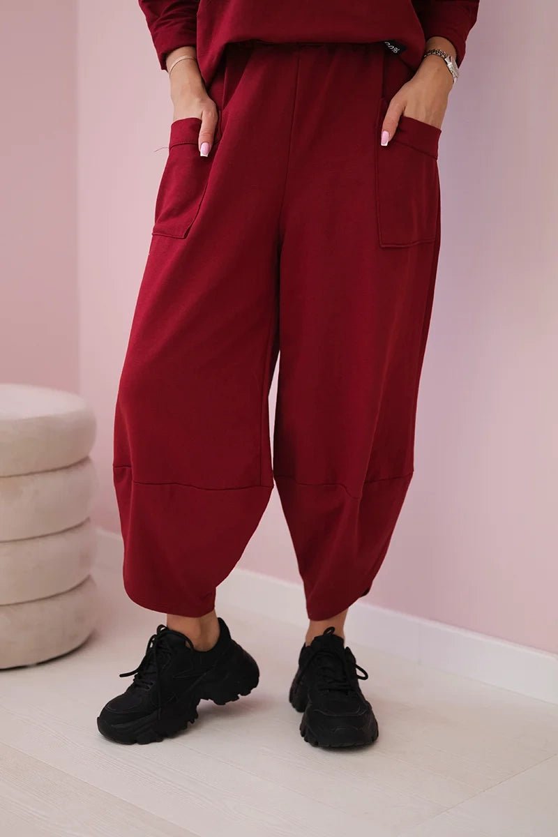 Cotton sweatshirt and pants 6171G / – Maroon цвет / color | Lexline Fashion