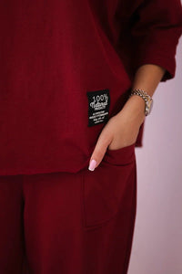 Cotton sweatshirt and pants 6171G / – Maroon цвет / color | Lexline Fashion