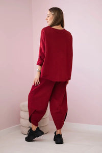 Cotton sweatshirt and pants 6171G / – Maroon цвет / color | Lexline Fashion
