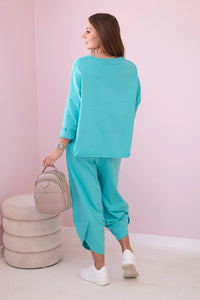 Cotton sweatshirt and pants 6171G / – Mint цвет / color | Lexline Fashion