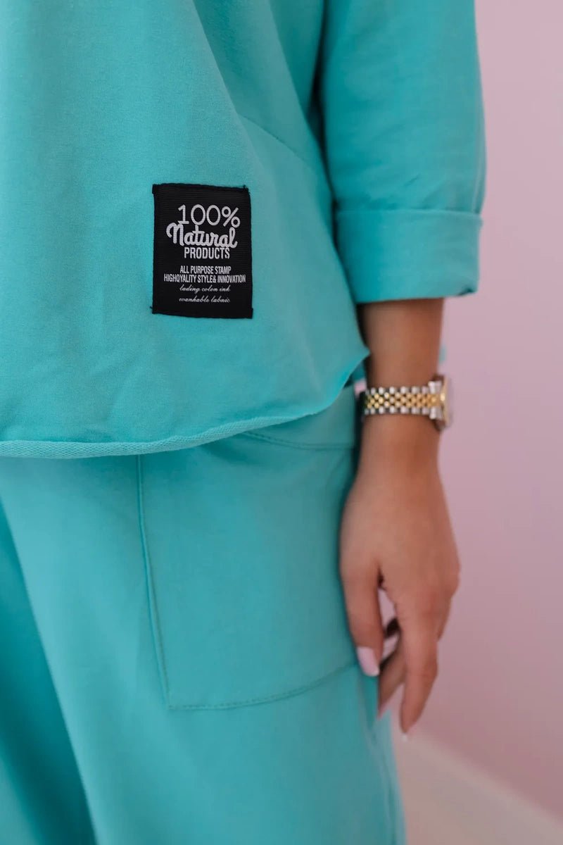 Cotton sweatshirt and pants 6171G / – Mint цвет / color | Lexline Fashion