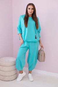 Cotton sweatshirt and pants 6171G / – Mint цвет / color | Lexline Fashion