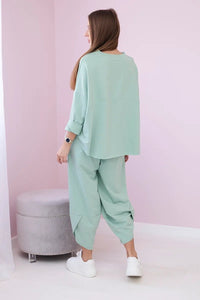 Cotton sweatshirt and pants 6171G / – Mint || Dark цвет / color | Lexline Fashion