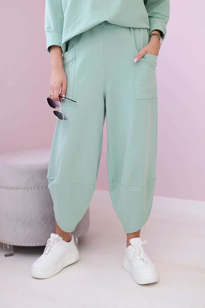 Cotton sweatshirt and pants 6171G / – Mint || Dark цвет / color | Lexline Fashion