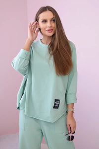 Cotton sweatshirt and pants 6171G / – Mint || Dark цвет / color | Lexline Fashion