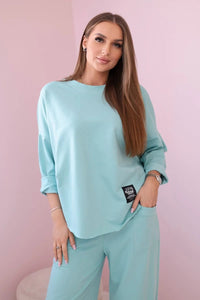 Cotton sweatshirt and pants 6171G / – Mint || Light цвет / color | Lexline Fashion