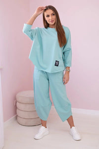 Cotton sweatshirt and pants 6171G / – Mint || Light цвет / color | Lexline Fashion