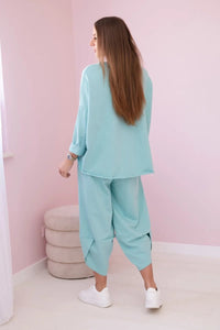 Cotton sweatshirt and pants 6171G / – Mint || Light цвет / color | Lexline Fashion