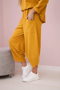 Cotton sweatshirt and pants 6171G / – Mustard цвет / color | Lexline Fashion