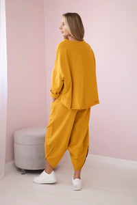 Cotton sweatshirt and pants 6171G / – Mustard цвет / color | Lexline Fashion