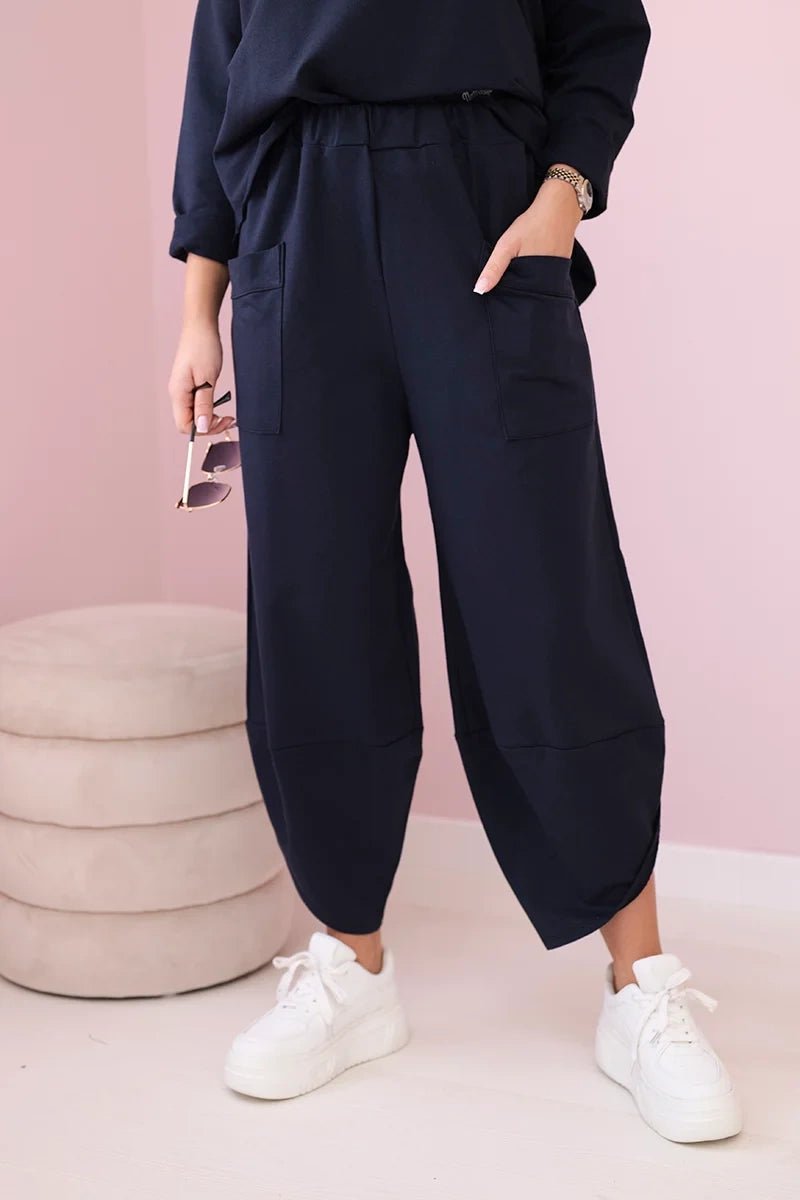 Cotton sweatshirt and pants 6171G / – Navy blue цвет / color | Lexline Fashion
