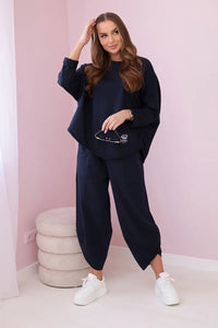 Cotton sweatshirt and pants 6171G / – Navy blue цвет / color | Lexline Fashion