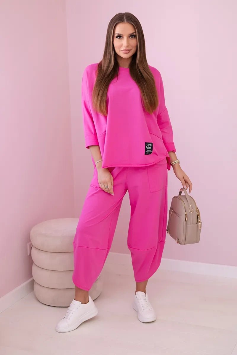Cotton sweatshirt and pants 6171G / – Pink цвет / color | Lexline Fashion