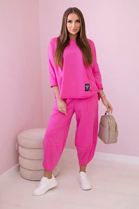 Cotton sweatshirt and pants 6171G / – Pink цвет / color | Lexline Fashion