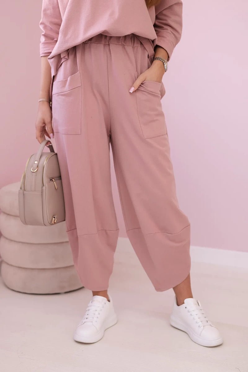 Cotton sweatshirt and pants 6171G / – Pink || Dark цвет / color | Lexline Fashion