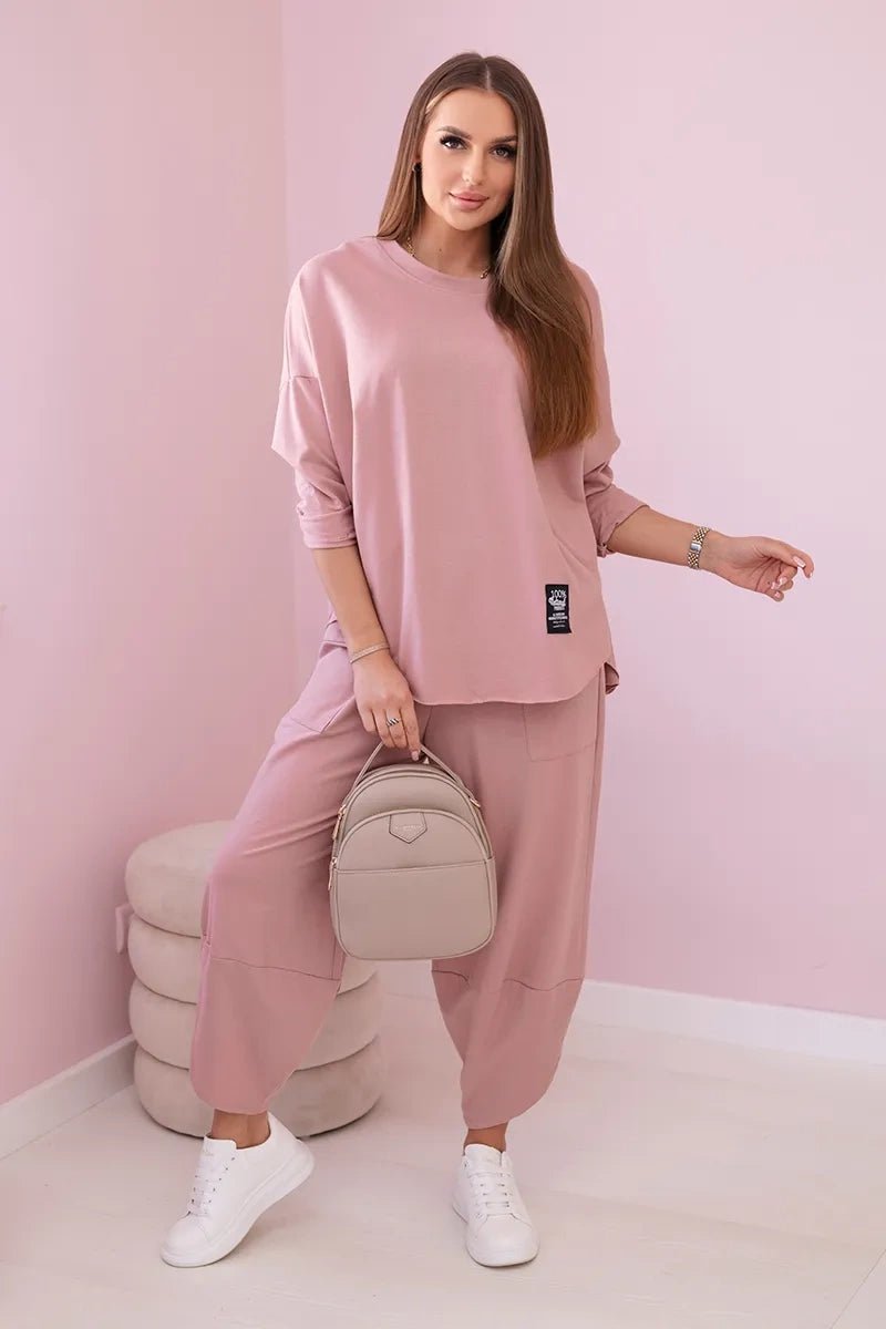 Cotton sweatshirt and pants 6171G / – Pink || Dark цвет / color | Lexline Fashion