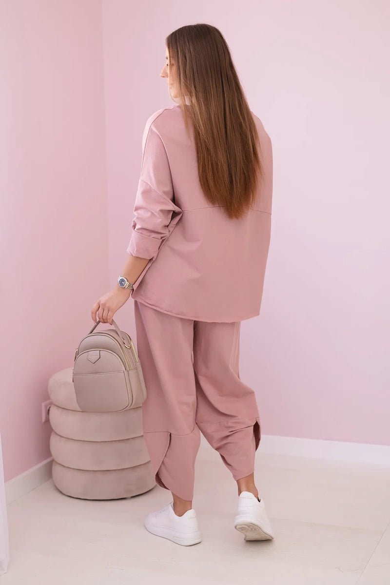 Cotton sweatshirt and pants 6171G / – Pink || Dark цвет / color | Lexline Fashion