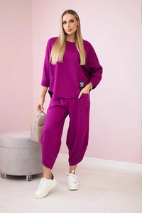 Cotton sweatshirt and pants 6171G / – Plum цвет / color | Lexline Fashion
