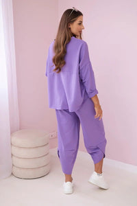 Cotton sweatshirt and pants 6171G / – Purple цвет / color | Lexline Fashion