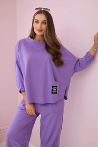 Cotton sweatshirt and pants 6171G / – Purple цвет / color | Lexline Fashion