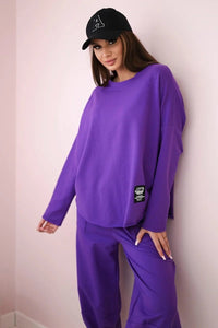 Cotton sweatshirt and pants 6171G / – Purple || Dark цвет / color | Lexline Fashion