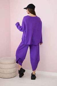 Cotton sweatshirt and pants 6171G / – Purple || Dark цвет / color | Lexline Fashion