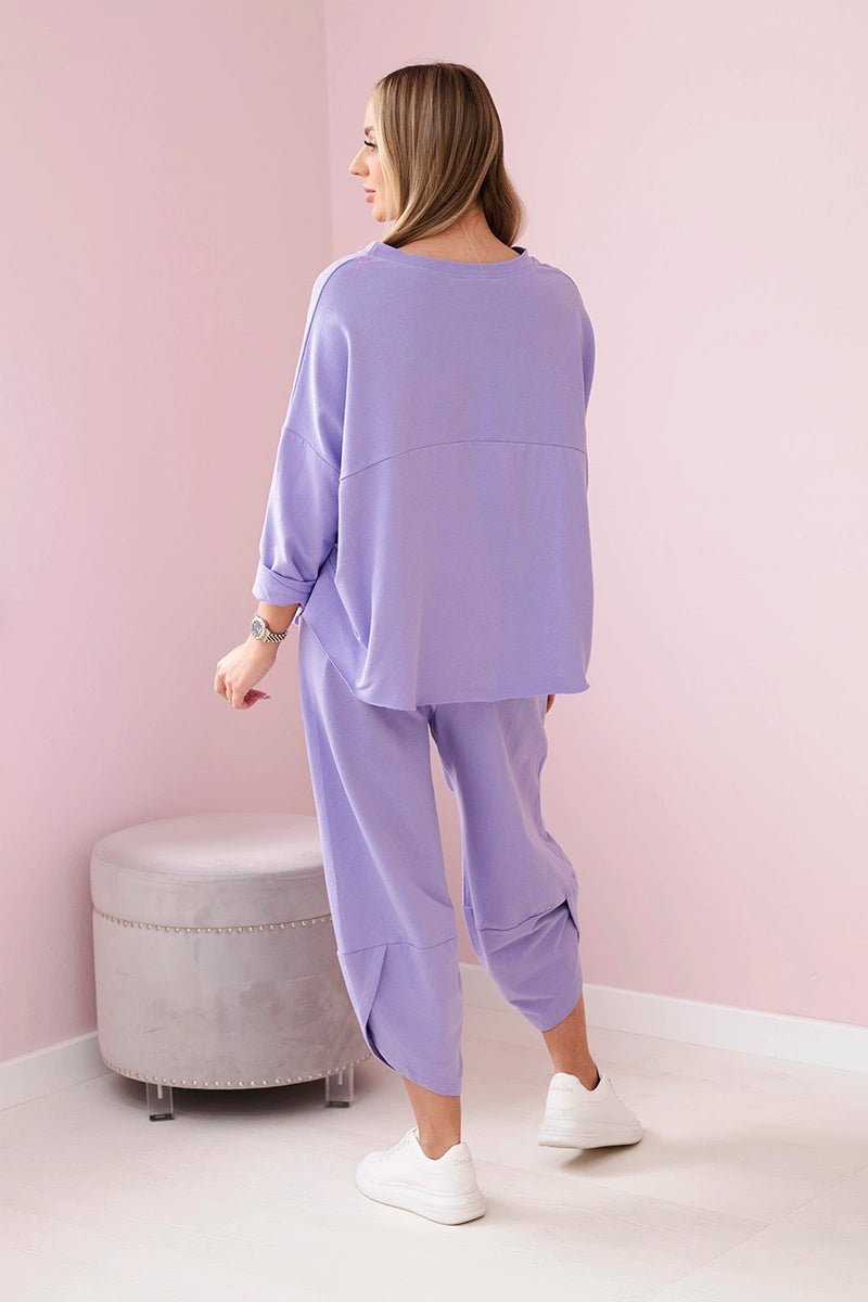 Cotton sweatshirt and pants 6171G / – Purple || Light цвет / color | Lexline Fashion