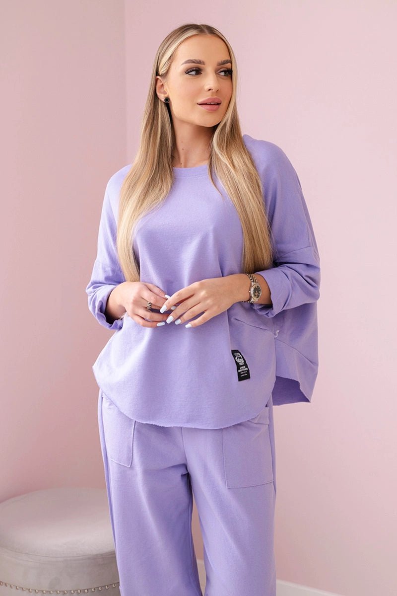 Cotton sweatshirt and pants 6171G / – Purple || Light цвет / color | Lexline Fashion
