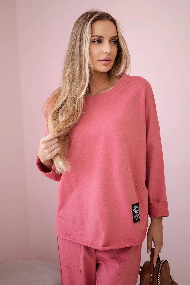 Cotton sweatshirt and pants 6171G / – Raspberry цвет / color | Lexline Fashion