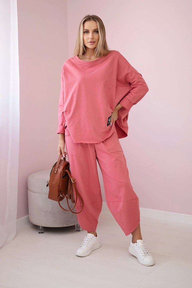 Cotton sweatshirt and pants 6171G / – Raspberry цвет / color | Lexline Fashion