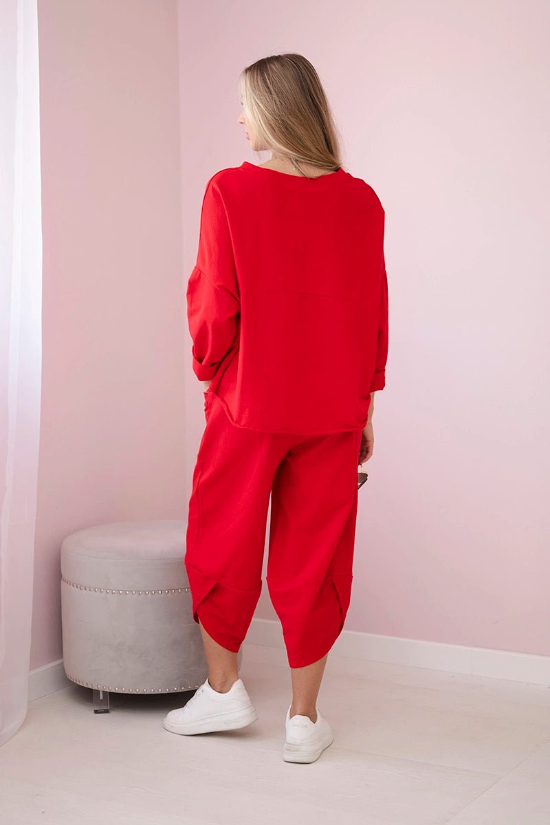 Cotton sweatshirt and pants 6171G / – Red цвет / color | Lexline Fashion