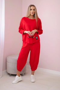 Cotton sweatshirt and pants 6171G / – Red цвет / color | Lexline Fashion