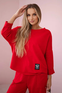 Cotton sweatshirt and pants 6171G / – Red цвет / color | Lexline Fashion