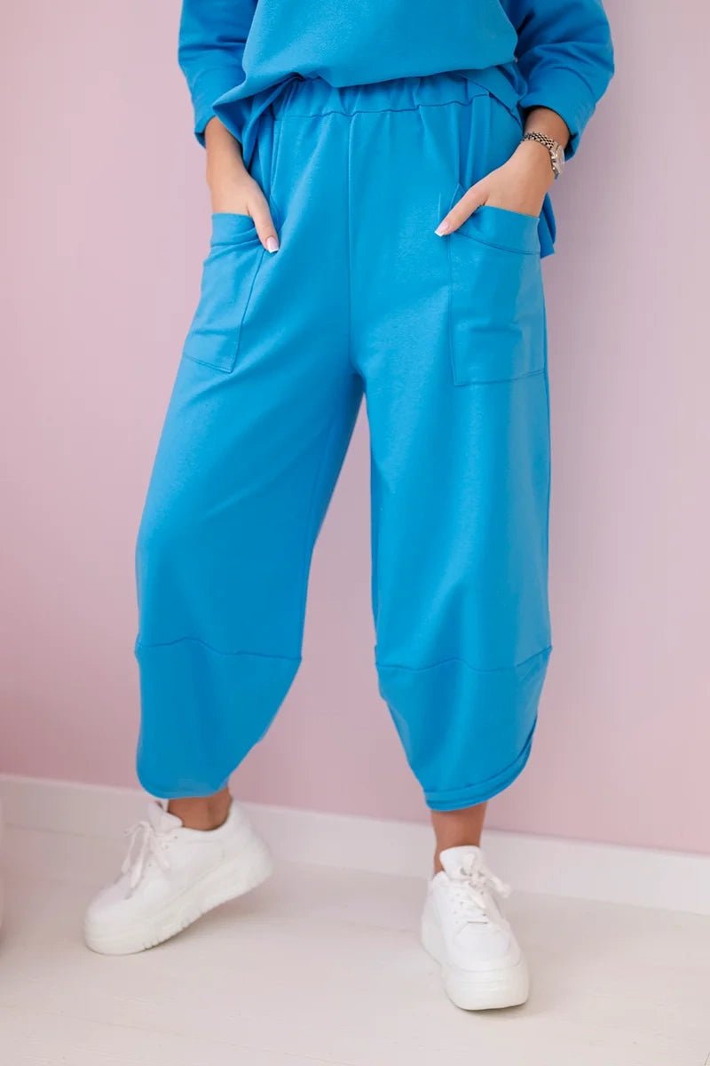Cotton sweatshirt and pants 6171G / – Turquoise цвет / color | Lexline Fashion