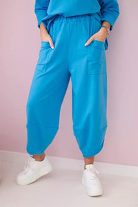 Cotton sweatshirt and pants 6171G / – Turquoise цвет / color | Lexline Fashion
