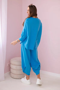 Cotton sweatshirt and pants 6171G / – Turquoise цвет / color | Lexline Fashion