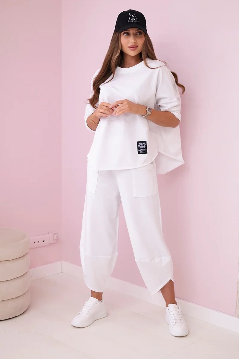 Cotton sweatshirt and pants 6171G / – White цвет / color | Lexline Fashion