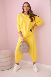 Cotton sweatshirt and pants 6171G / – Yellow цвет / color | Lexline Fashion