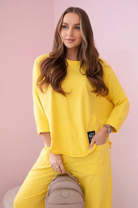 Cotton sweatshirt and pants 6171G / – Yellow цвет / color | Lexline Fashion