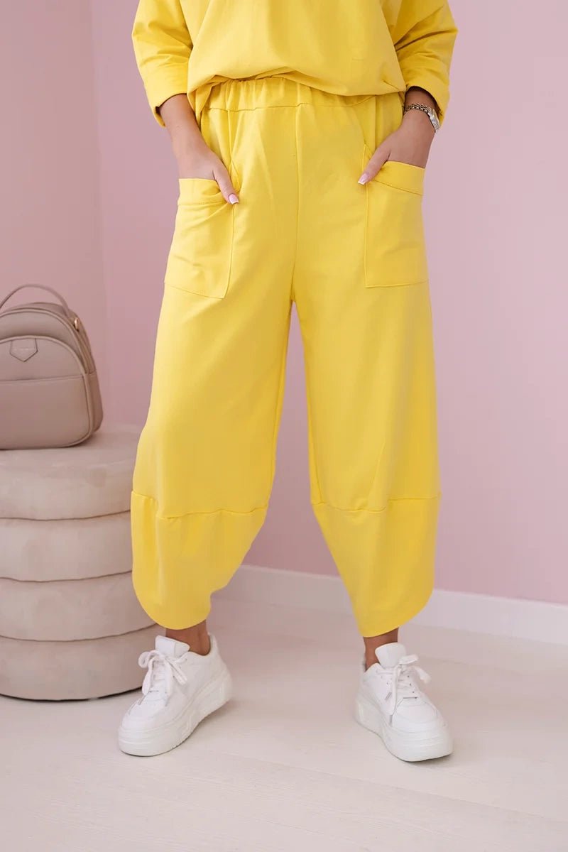 Cotton sweatshirt and pants 6171G / – Yellow цвет / color | Lexline Fashion